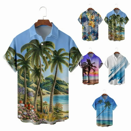 

Boys Short Sleeve Polo Shirts Lapel Print Slim-Fit Tops For Men Boys