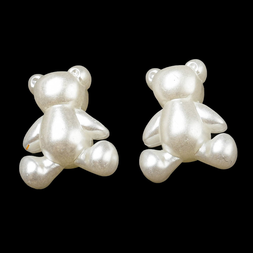 ABS Imitation Pearl Beads Bear 13.5x11.5x7.5mm Hole: 4x3mm ABS Plastic