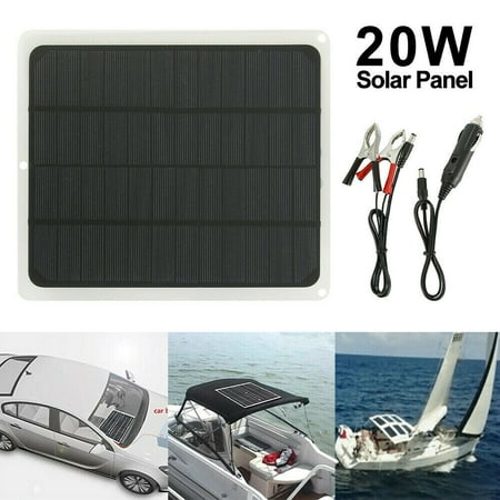 

PENGXIANG 20W Solar Panel 12V Trickle Charge Battery Charger Maintainer Marine RV Car T-IT02
