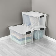 Sterilite 70 Qt Plastic Stackable Storage Bin with Latching Lid, (4 Pack)