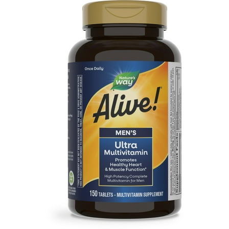Nature's Way Alive! Men's Ultra Multivitamin Tablets, Vitamins B12, A, C, D3, E, Zinc, 150ct