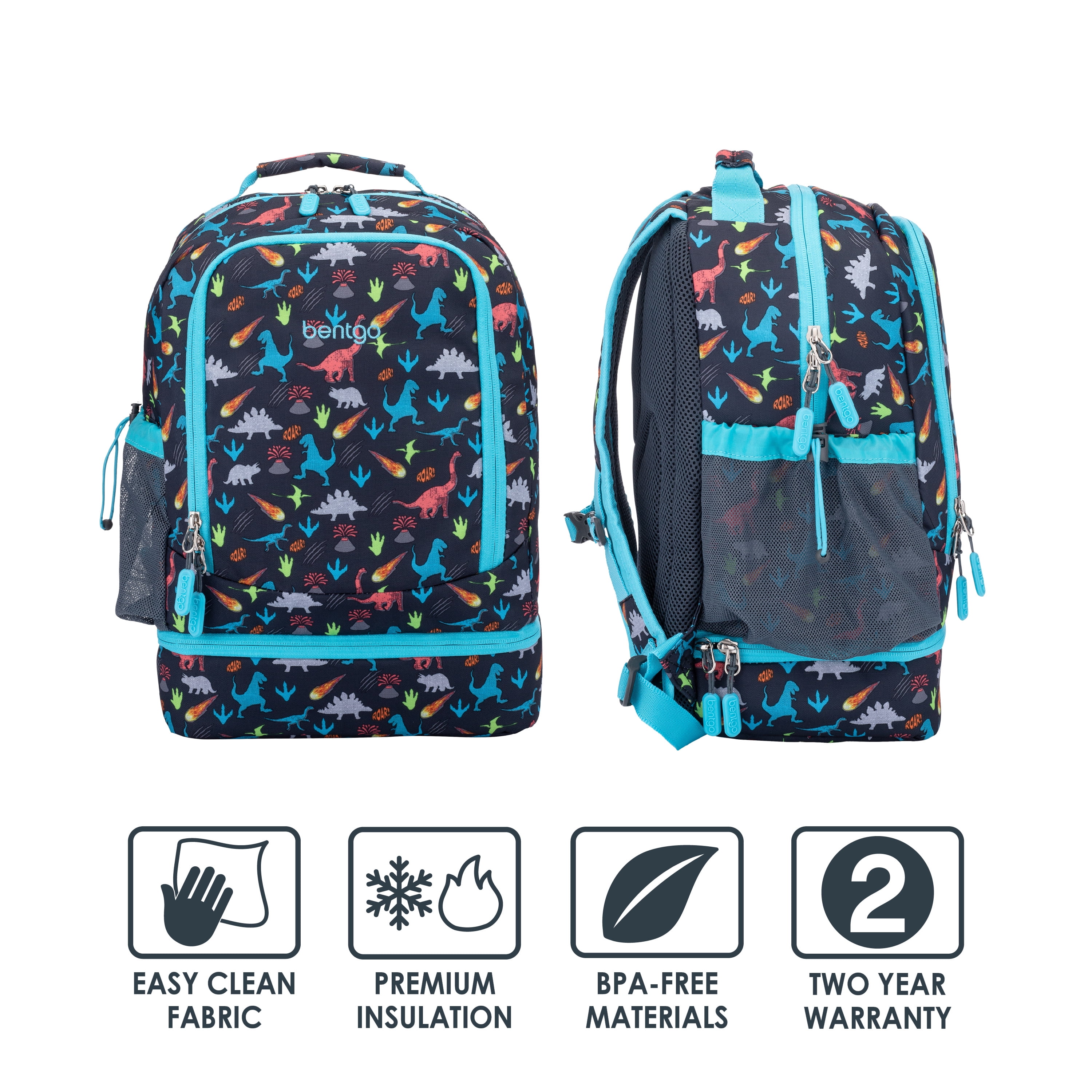 Bentgo Kids Prints 2-in-1 Backpack & Insulated Lunch Bag - Blue Shark 