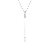 ANGARA Natural 3 Stone Graduated Diamond Lariat Necklace in Platinum for Women (Size-3.1mm| Color-G| Clarity-VS2) | April Birthstone, Anniversary, Jewelry Gift for Women | Natural Diamond Necklace