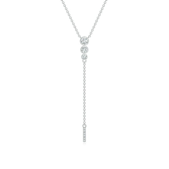 ANGARA Natural 3 Stone Graduated Diamond Lariat Necklace in Platinum for Women (Size-3.1mm| Color-G| Clarity-VS2) | April Birthstone, Anniversary, Jewelry Gift for Women | Natural Diamond Necklace