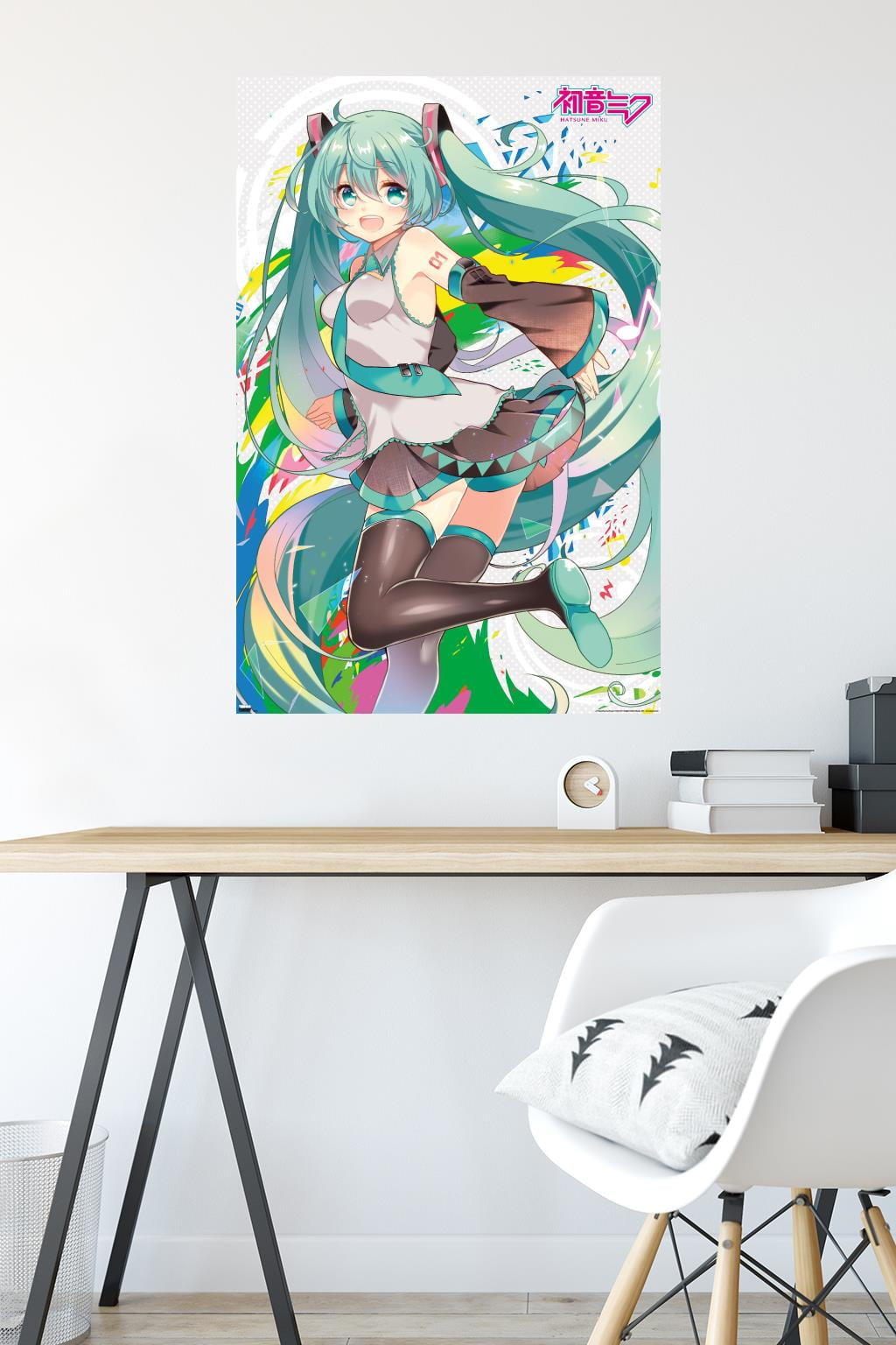 Hatsune Miku - Color Splash Wall Poster with Wooden Magnetic Frame