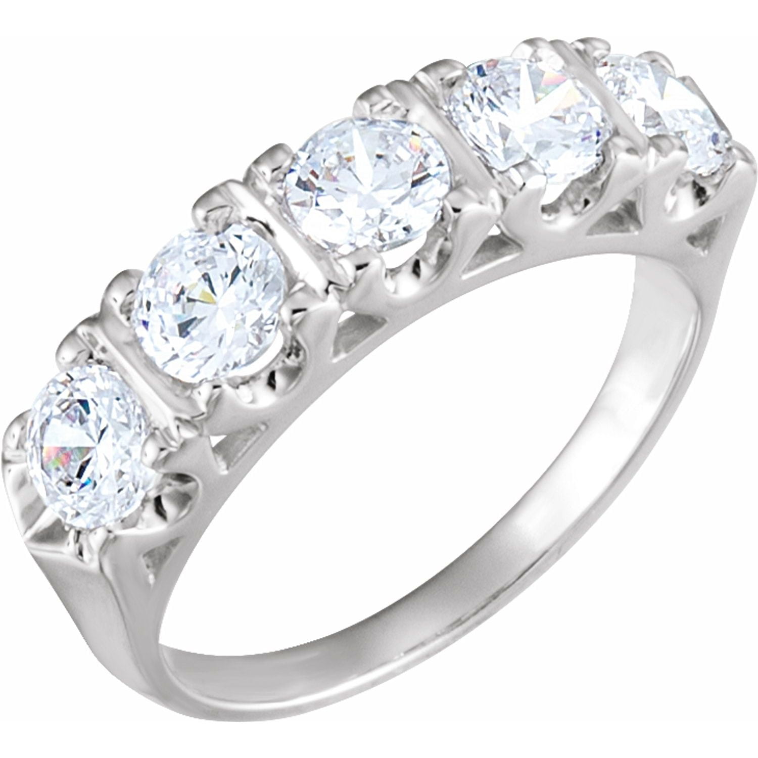 1.8 CTW Round Cut Forever One Moissanite | 14K White Gold Five 