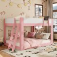 thumbnail image 2 of Queen-Over-Queen Low-Profile Bunk Bed with Guardrails, Wooden Kids Bed with Reversible Ladder, Accent Two-Tone Bed Frame, 2 of 7
