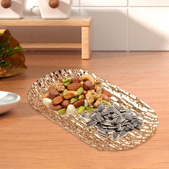 Bandeja decorativa para servir, plato de hierro para frutas, bandeja duradera para aperitivos y frutas, bandeja de frutas secas para dulces, , S BLESIY Bandeja de frutos secos