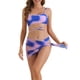 thumbnail image 1 of Bañadores de bikini de 3 piezas con tirantes ajustables para mujer, parte inferior triangular con falda de malla, talla X-Large, color púrpura, 1 of 5