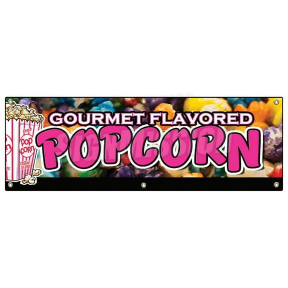 72" GOURMET FLAVORED POPCORN BANNER SIGN flavoring flavor caramel gift
