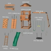 Backyard Discovery Sterling Point Cedar Wood Swing Set, Slide, Clubhouse, Wooden Bridge