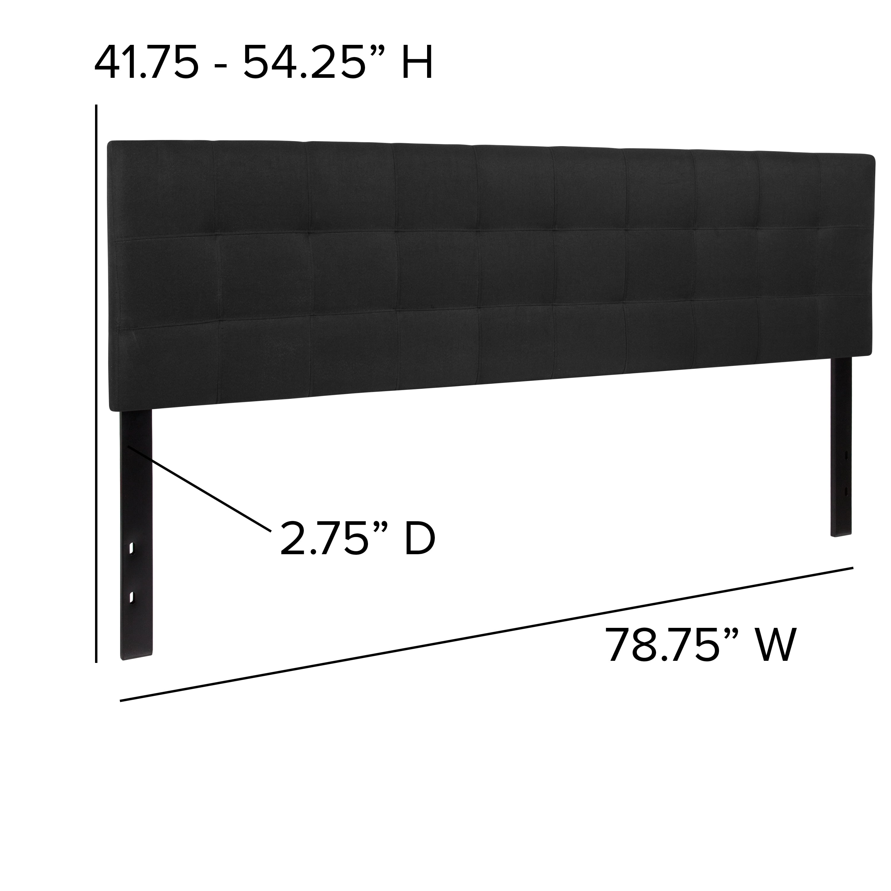 Emma + Oliver Quilted Tufted Upholstered King Size Headboard in Black Fabric