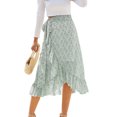 thumbnail image 2 of Faldas Midi De Verano Faldas midi divididas irregulares para mujer Falda bohemia con estampado floral de gasa (Verde L) Cgtredaw Para estrenar, 2 of 7
