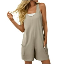 Women's Summer Casual Rompers Square Neck Sleeveless Loose Shorts Jumpsuits 2025 Beach Vacation Clothes
