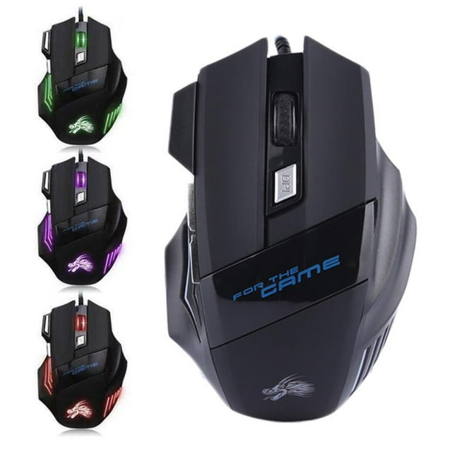 pitrice LED Optical 7 Key USB Gaming Mice Wired Gaming Mouse Comfortable Adjustable Computer Accessories