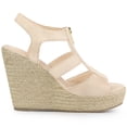 thumbnail image 6 of DARING DIVA Women's Wedges Zipper Sandals Platform Wedges Heels Sandals Beige 10, 6 of 7