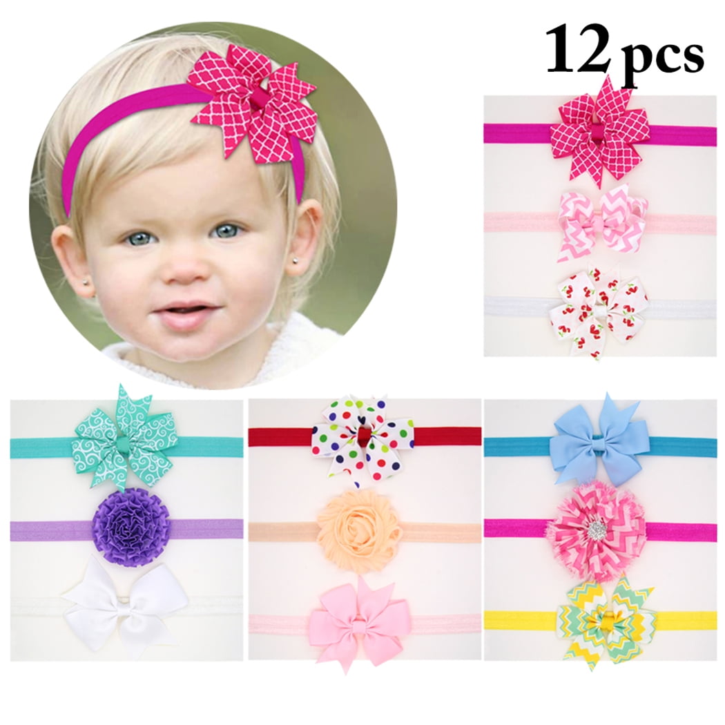 Cute Girl Baby Kids Headband Toddler Soft Ribbon Flower Hair Band Headwear EF 
