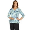 Alfred Dunner Womens Plus-Size Ikat Notch Neck