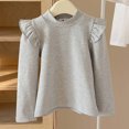 thumbnail image 7 of YUANxueke Girls Ruffle Long Sleeve Cotton Shirts Soft Casual Crewneck Pullover Layering Tops,Gray,2-3 Years, 7 of 7