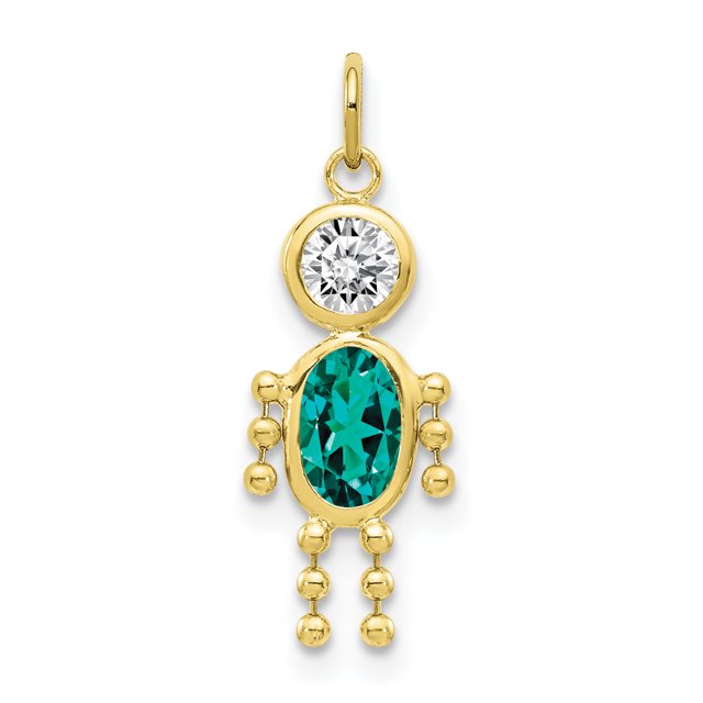 Pendentif Breloque Collier Pierre de Naissance Garçon Décembre en Or Jaune 10k Enfant