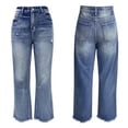 thumbnail image 2 of Women's Spring and Autumn new fashion temperament micro-flared trousers trend ripped washed wide-leg jeans, 2 of 9