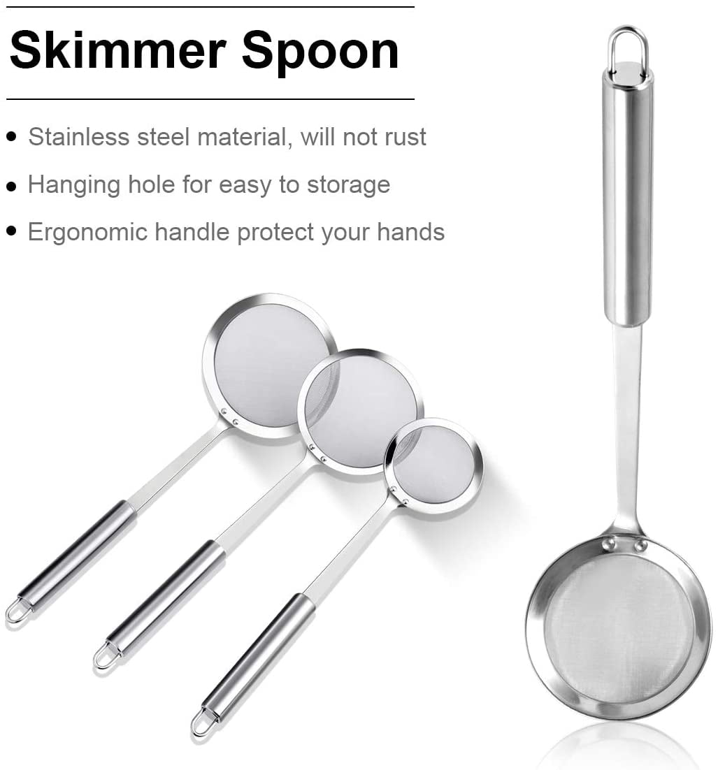 Stainless Steel Wok Utensils For Cooking And Frying 11.6Inch Skimmer Soup Skimmer Ladle 
