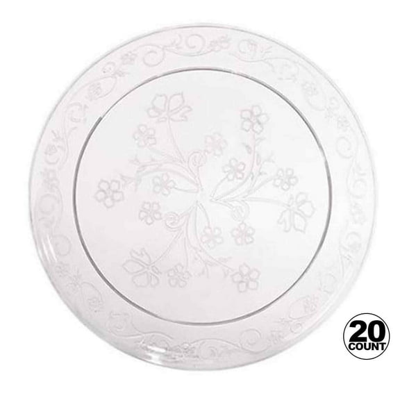 D'Vine Plastic Dinner Plate Heavyweight Clear 20 Ct [BULK] - Different Sizes (7" - 20 Pack)