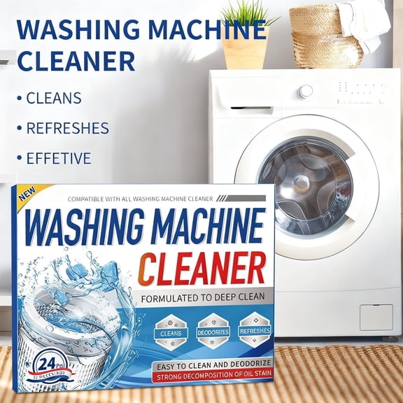 XIMUX Washing Machine Cleaner and Descaler Tablets,Clean Inside Drum for HE Front and Top Loaders washer,Laundry, 24 Count