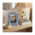 thumbnail image 4 of Rectangular Modern Resin and Wood Decorative Picture Frames for Tabletop Decor - Photo Wall Display with Chevron Inlay Design and Glass Front - Accent for Shelves, Desks or Consoles - 9", Blue, 4 of 12