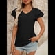 thumbnail image 5 of Camiseta de Verano para Mujer, Cuello en V, Volantes, Corta, Holgada, Color Negro, Talla XXL, 5 of 9