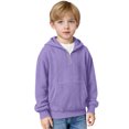 thumbnail image 2 of OGLCCG Hoodies for Boys Size 5-6,Boys Waffle Pullover Hoodie Kids Long Sleeve Half Zip Hooded Sweatshirts with Pocket,Purple, 2 of 5