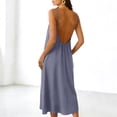 thumbnail image 6 of Linfrsh Women Backless Dress Backless Cami Dress for Women Solid Long Sleeveless Lounge Dress Comfortable Indoor Wear(Light Purple,S), 6 of 8