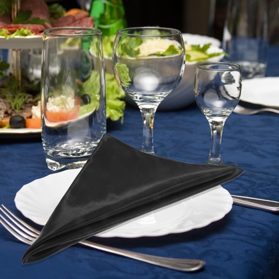 HEATSHAKING Black Satin Napkins Luxurious Reusable Table Dinner Napkins 5Pcs