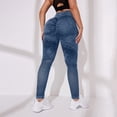 thumbnail image 4 of Soyumi Cellulite 3D Leggings Womens, Butt Lifting Resistance Compression Leggings Tummy Control High Waisted Shapewear Tights Stretchy Gym Workout Yoga Pants Going Out Trousers Blue, 4 of 5