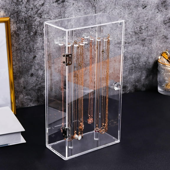 Segolike Acrylic Necklace Pendant Storage Box Display Holder Large Capacity 24 Hanging Hooks Jewelry Display Rotation Case for Wardrobe
