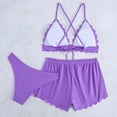 thumbnail image 5 of Levmjia Women's Bikini Three Piece Set Solid Color High Waisted Tummy Control Swimwear With Cover Up Beach Vacation Party, 5 of 9