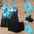 thumbnail image 2 of Yuanlook Women's 2 Piece Tankini Set Double Spaghetti Strap Floral Print Bathing Suit, 2 of 7