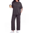 thumbnail image 3 of MINTREUS Two Piece Sets for Women Outfits Oversized Wide Leg Crop Pants Lounge Sets Airport Beach Vacation Clothes, 3 of 7