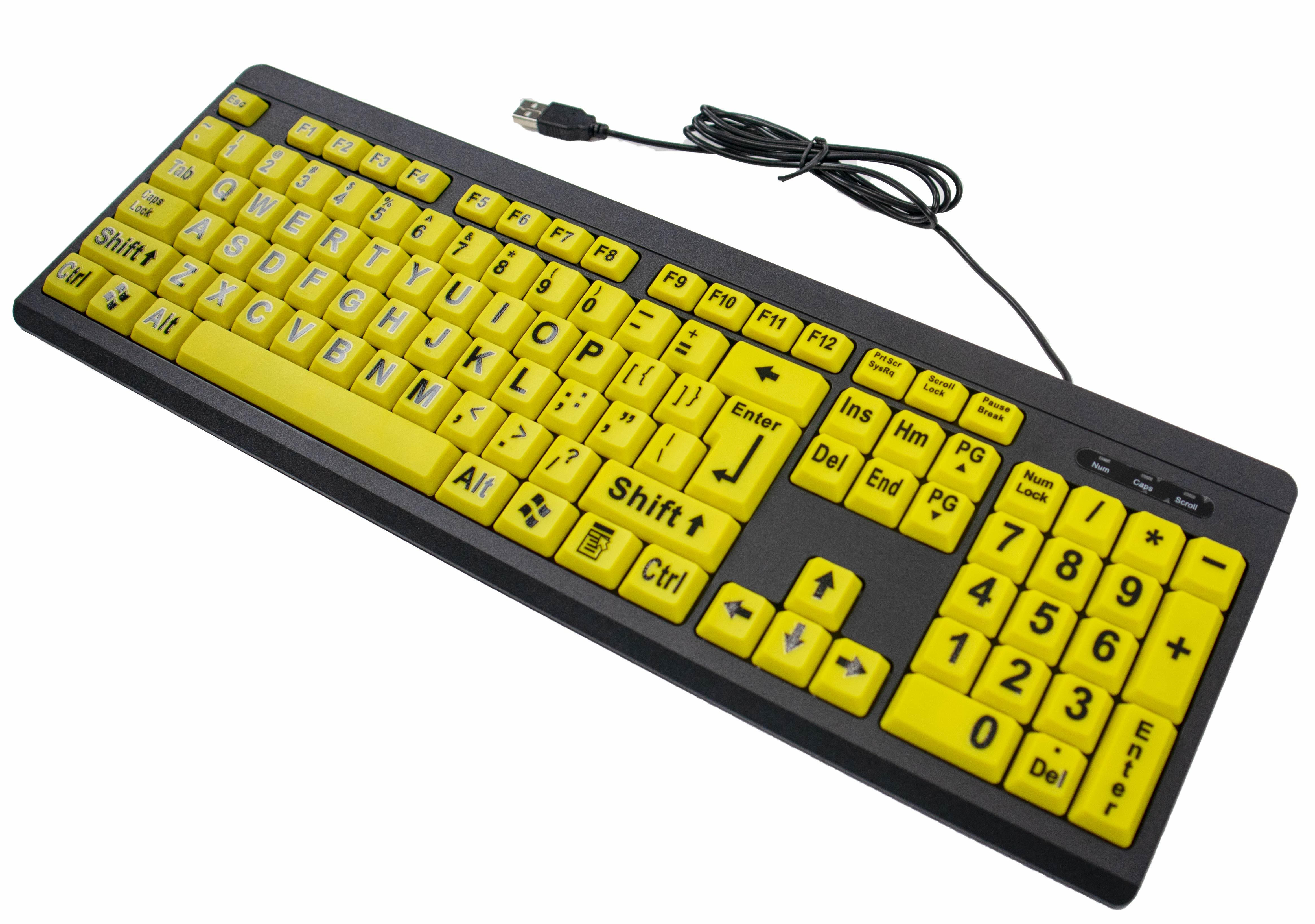 Big Bright Keyboard - High Contrast Yellow, Oversized Black Letters ...