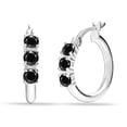 thumbnail image 5 of LeCalla 925 Sterling Silver 3MM Round Black Onyx Birthstone Gemstone Click-Top Small Hoop Earrings for Women and Teen 16MM, 5 of 7
