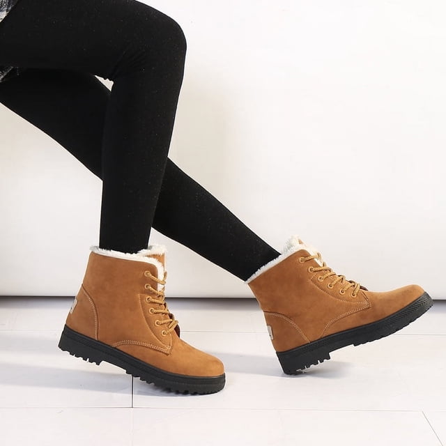 Botas de nieve para mujer, tallas grandes, cálidas, de tacón plano, con relleno de algodón