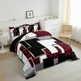 thumbnail image 4 of Cheetah Print Comforter Set Full Size Geometric Leopard Print Bedding Set Teen,Red Black Grey Abstract Grids Down Comforter Wildlife Animal Skin Quilt Duvet Room Decor, 4 of 6