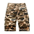 thumbnail image 4 of WTOBBY Men's Vintage Camouflage Military Tactical Work Shorts, Loose Fit Multi-Pocket Cargo Utility Shorts for Outdoor Hunting Camping Casual Comfort Elastic Waist,Khaki L, 4 of 8