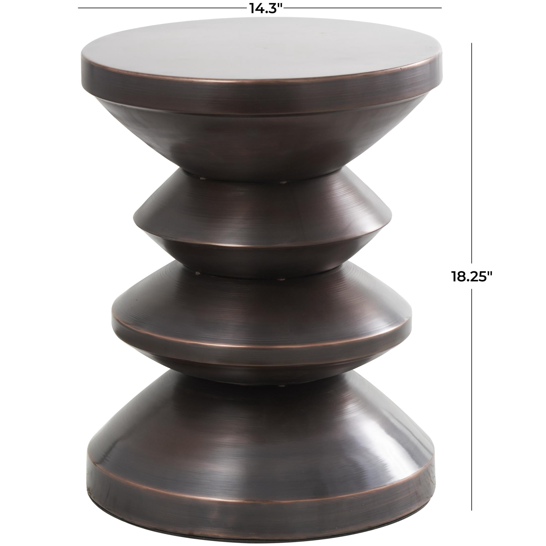 DecMode 14" x 18" Copper Metal Art Deco Inspired Geometric Accent Table, 1-Piece