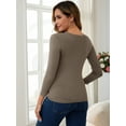 thumbnail image 4 of DARING DIVA Women's Ruched Long Sleeve Maternity Blouses XL Camel, 4 of 7