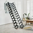 thumbnail image 3 of SHZICMY 12-Step Folding Ladder Wall Mounted Loft Stairs Attic Ladder Telescopic Al-Mg alloy Black White 882lb, 3 of 12