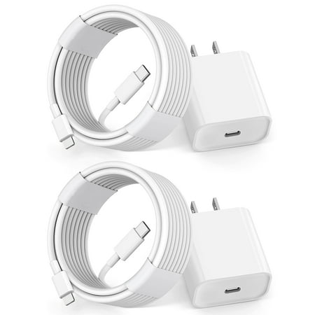 2-PACK [Apple MFi Certified] iPhone Fast Charger, 20W PD Type C Power Wall Charger Travel Plug with 6FT USB C to Lightning Quick Charge Sync Cord Compatible for iPhone 13/12/11/XS/XR/X 8/SE 2020/iPad