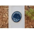 thumbnail image 4 of Blue Gold Rimmed Agate Stone Coasters - Set of 4, Polished Geode Drink Mats for Dining & Coffee Table & Kitchen, 4 of 6