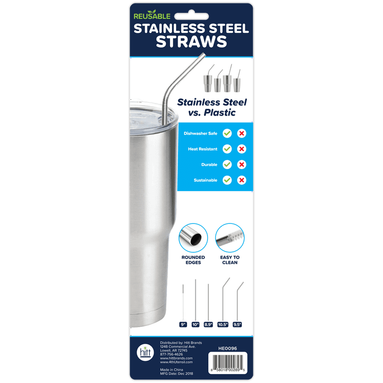 VEHHE Metal Straws Reusable Stainless Steel Straws Drinking 4 Set