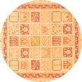thumbnail image 1 of Ahgly Company Indoor Round Abstract Orange Modern Area Rugs, 5' Round, 1 of 4